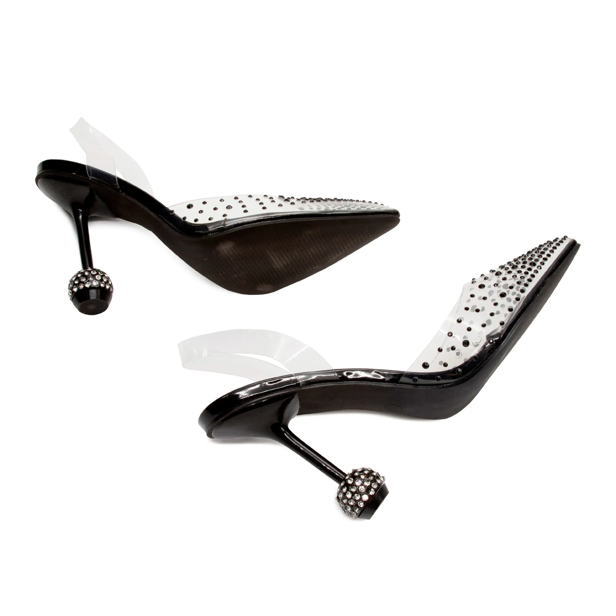 Glitter crystal PVC Lace-Up Heel
