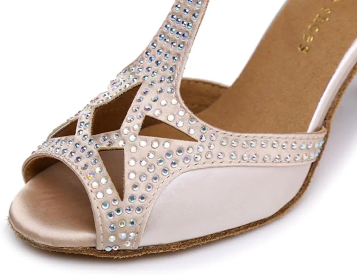 Glitter Dance Shoes for Women Rhinestones Ballroom Party Bridal Wedding Sandals