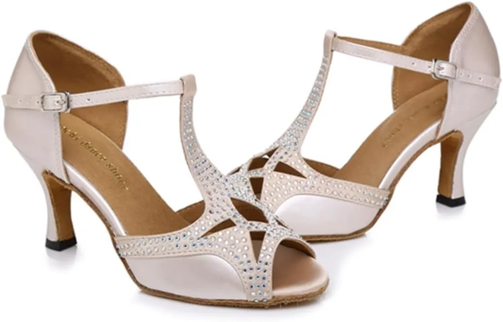 Glitter Dance Shoes for Women Rhinestones Ballroom Party Bridal Wedding Sandals