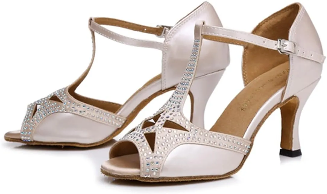 Glitter Dance Shoes for Women Rhinestones Ballroom Party Bridal Wedding Sandals