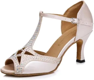 Glitter Dance Shoes for Women Rhinestones Ballroom Party Bridal Wedding Sandals