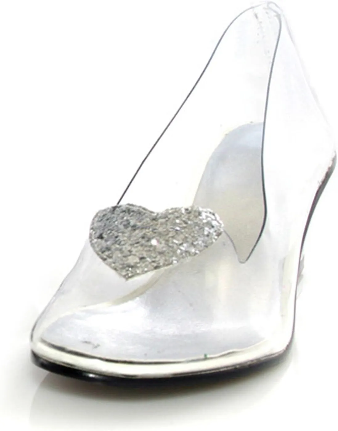 Glitter Heart Clear Child Heels, Clear, Size 2/3
