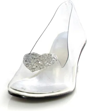 Glitter Heart Clear Child Heels, Clear, Size 2/3