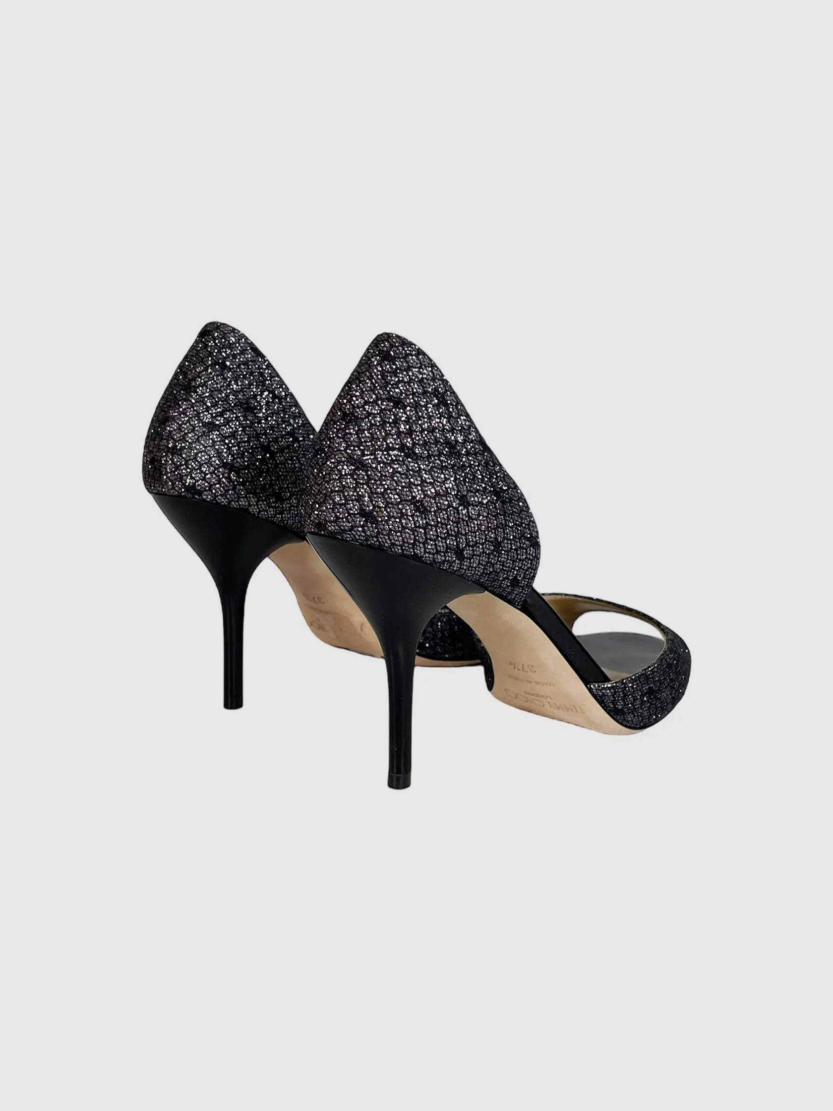 Glitter Peep Toe Pumps - Size 37.5