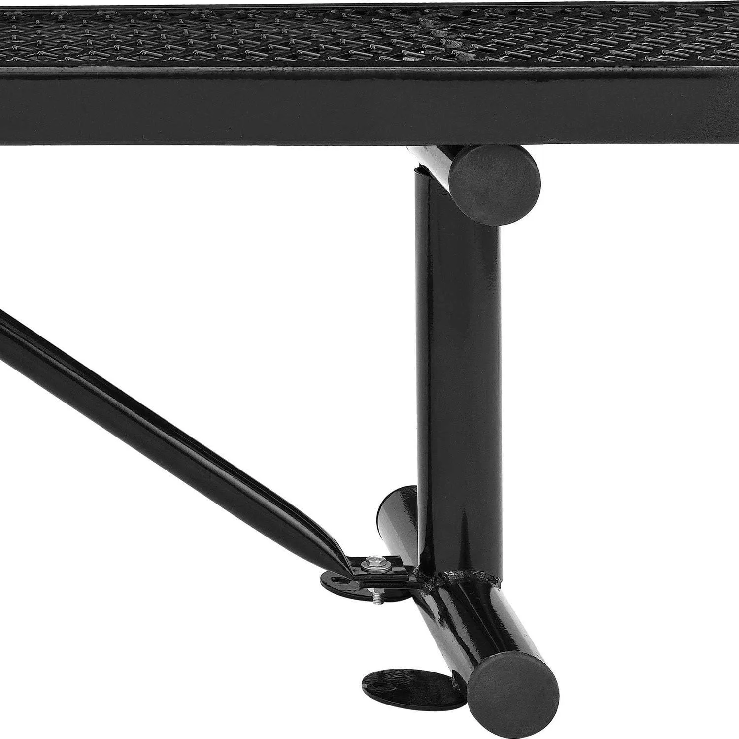 Global Industrial 6'L Heavy Duty Expanded Metal Mesh Flat Bench with Steel Frame, Portable Outdoor Bench, 1000 lbs Capacity, Black, 72" L x 14-1/2"W x 18" H