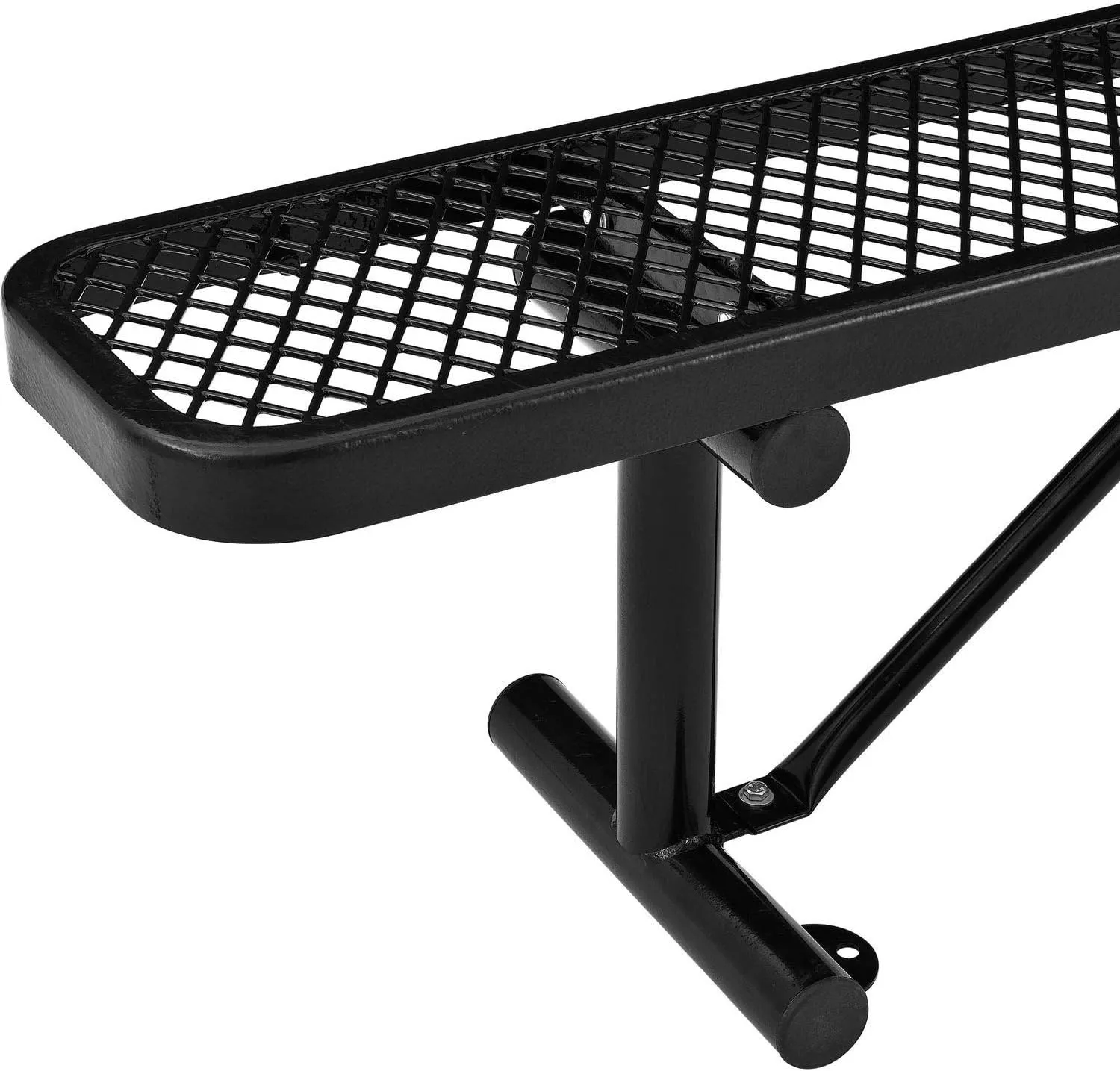 Global Industrial 6'L Heavy Duty Expanded Metal Mesh Flat Bench with Steel Frame, Portable Outdoor Bench, 1000 lbs Capacity, Black, 72" L x 14-1/2"W x 18" H