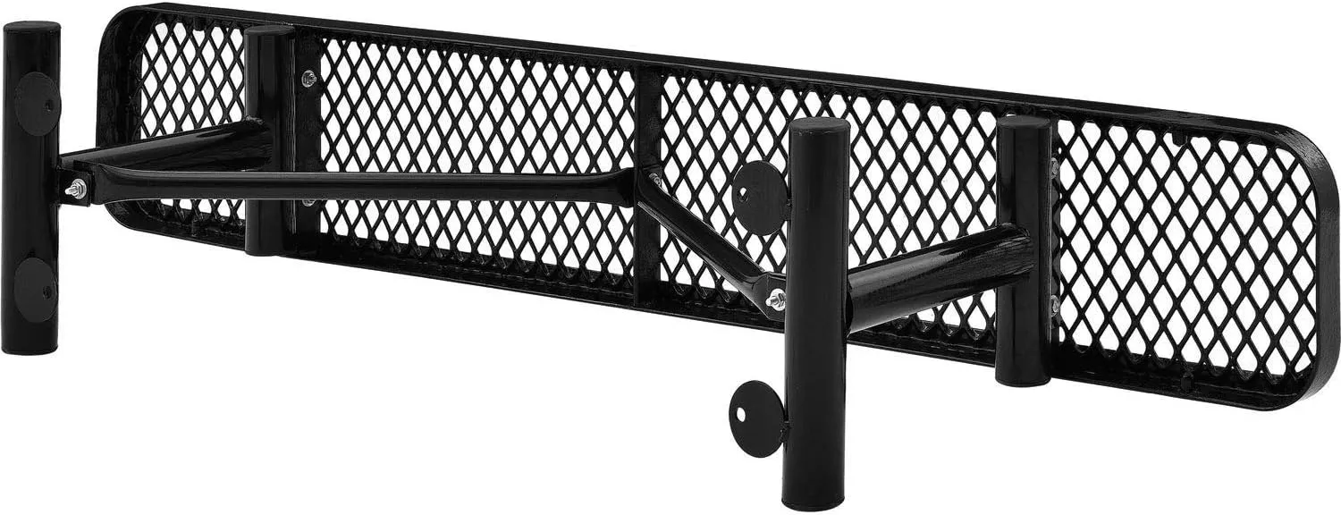 Global Industrial 6'L Heavy Duty Expanded Metal Mesh Flat Bench with Steel Frame, Portable Outdoor Bench, 1000 lbs Capacity, Black, 72" L x 14-1/2"W x 18" H