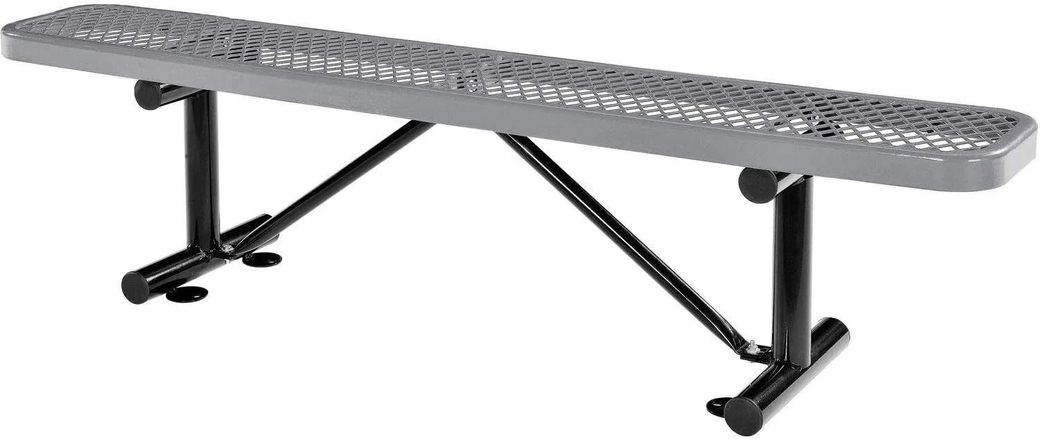 Global Industrial 6'L Heavy Duty Expanded Metal Mesh Flat Bench with Steel Frame, Portable Outdoor Bench, 1000 lbs Capacity, Gray, 72" L x 14-1/2"W x 18" H