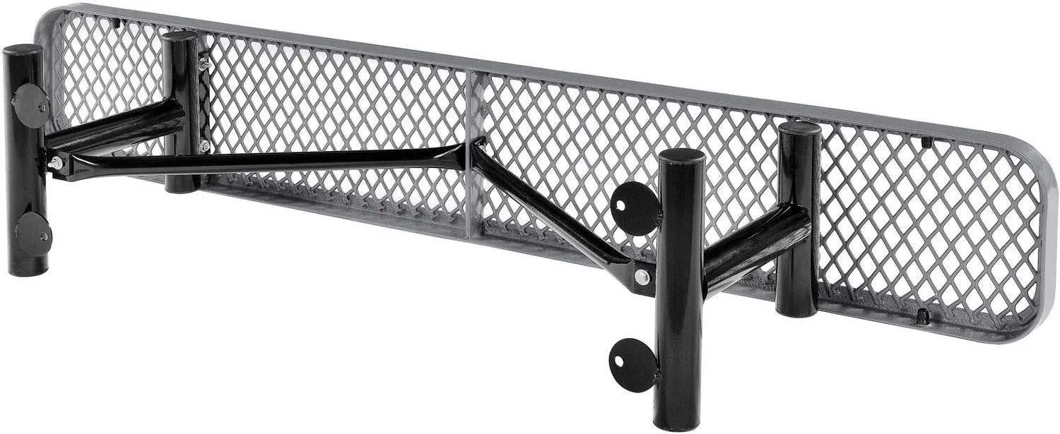 Global Industrial 6'L Heavy Duty Expanded Metal Mesh Flat Bench with Steel Frame, Portable Outdoor Bench, 1000 lbs Capacity, Gray, 72" L x 14-1/2"W x 18" H