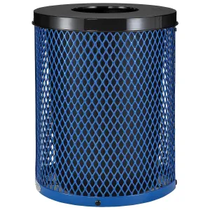 Global Industrial Thermoplastic Coated Mesh Receptacle w/Flat Lid, 36 Gallon, Blue