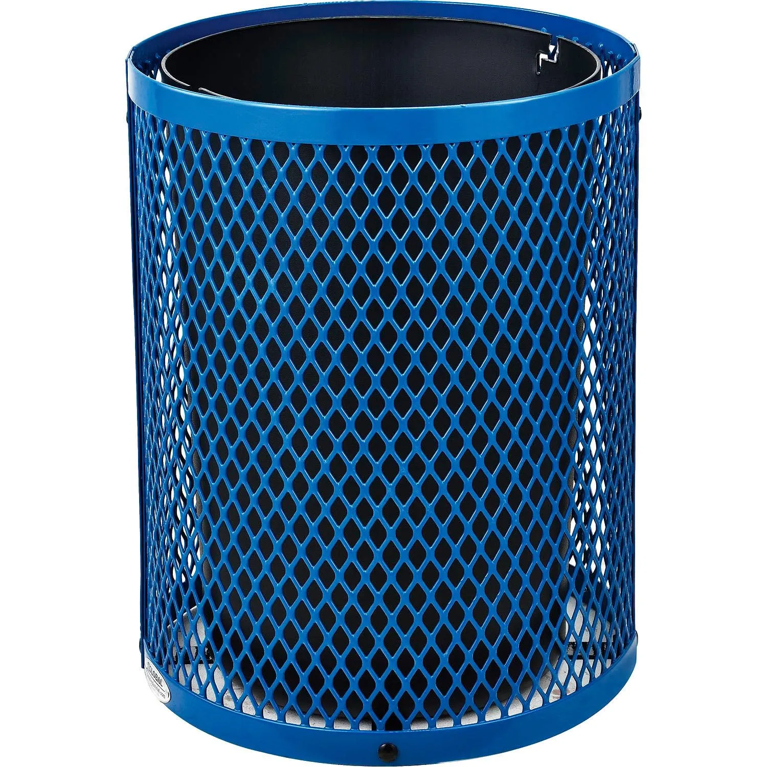 Global Industrial Thermoplastic Coated Mesh Receptacle w/Flat Lid, 36 Gallon, Blue