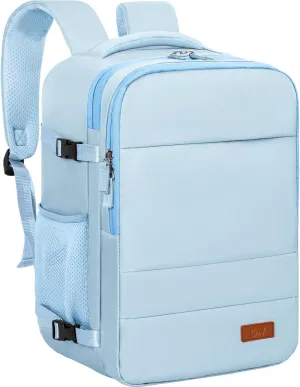 GMAK Travel Backpack for Men Women, Carry on Backpack with USB Charging Port, 15.6 inch Laptop Backpack Lightweight Cabin Bag Casual Daypack 20L Luggage Bags for College, Business, Travel, Light Blue