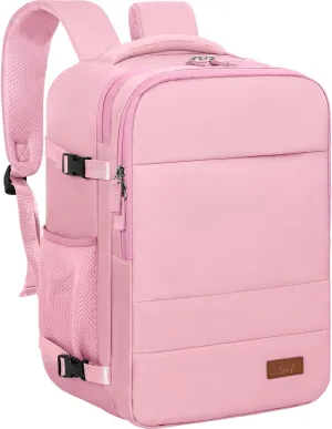 GMAK Travel Backpack for Men Women, Carry on Backpack with USB Charging Port, 15.6 inch Laptop Backpack Lightweight Cabin Bag Casual Daypack 20L Luggage Bags for College, Business, Travel, Pink
