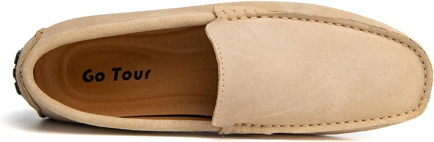 Go Tour Mens Handmade Suede Leather Casual Loafers Shoes