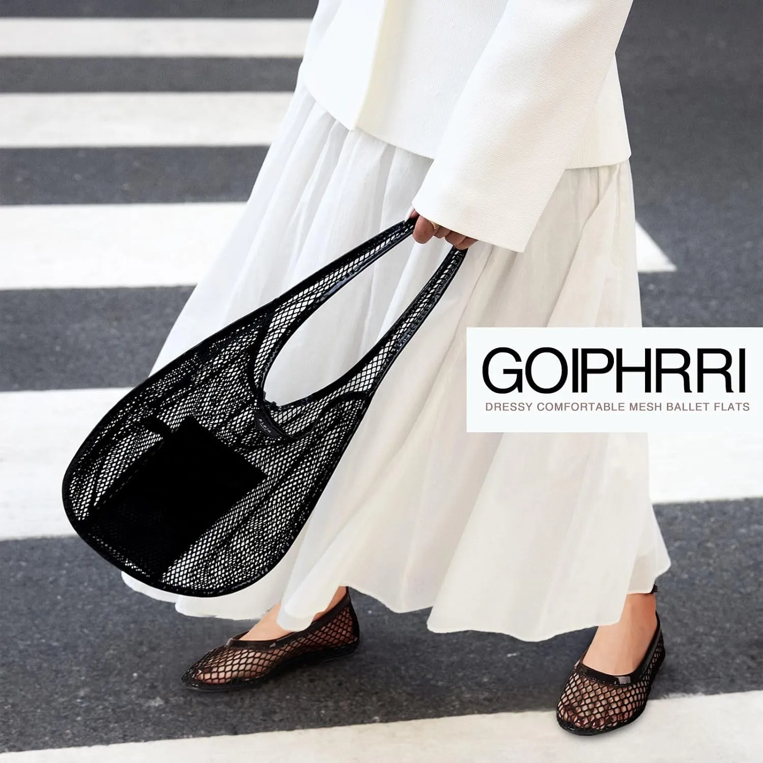 Goiphrri Ballet Flats Shoes for Women Dressy Comfortable Ankle Strap Mesh Ballet Flats for Women Round Toe Ballerina Flats for Women Summer Casual Daily Dress Mesh Flats Shoes