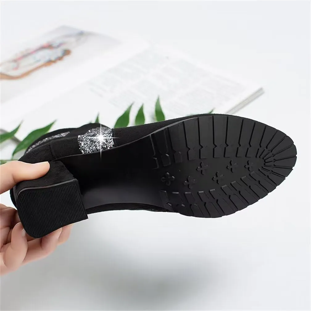 gongxifacai Woman Fashion Block Chunky Heel Ankle Booties Round Toe Side Zipper Dress Boots