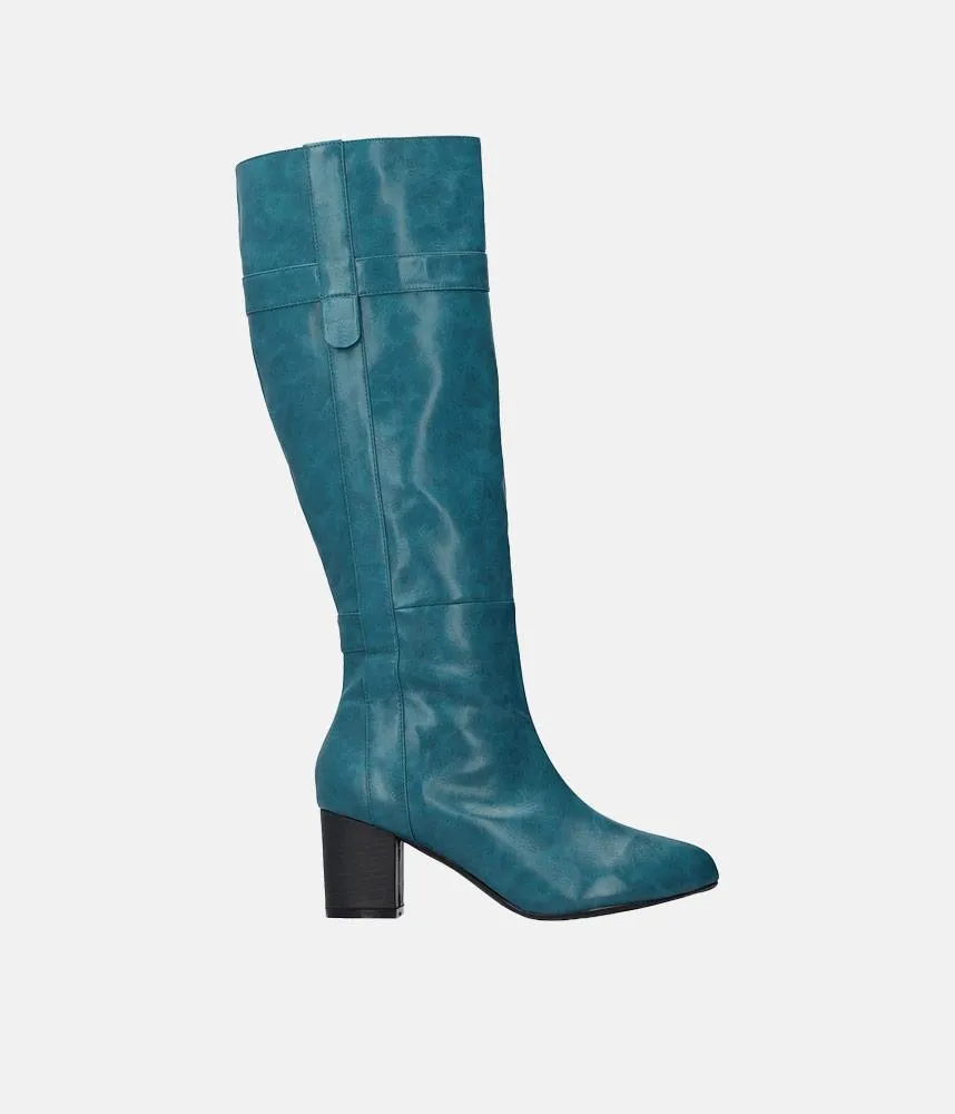 Gorgeous Turquoise Block Heel Long Boots