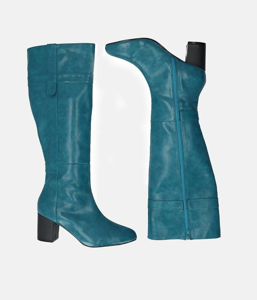 Gorgeous Turquoise Block Heel Long Boots