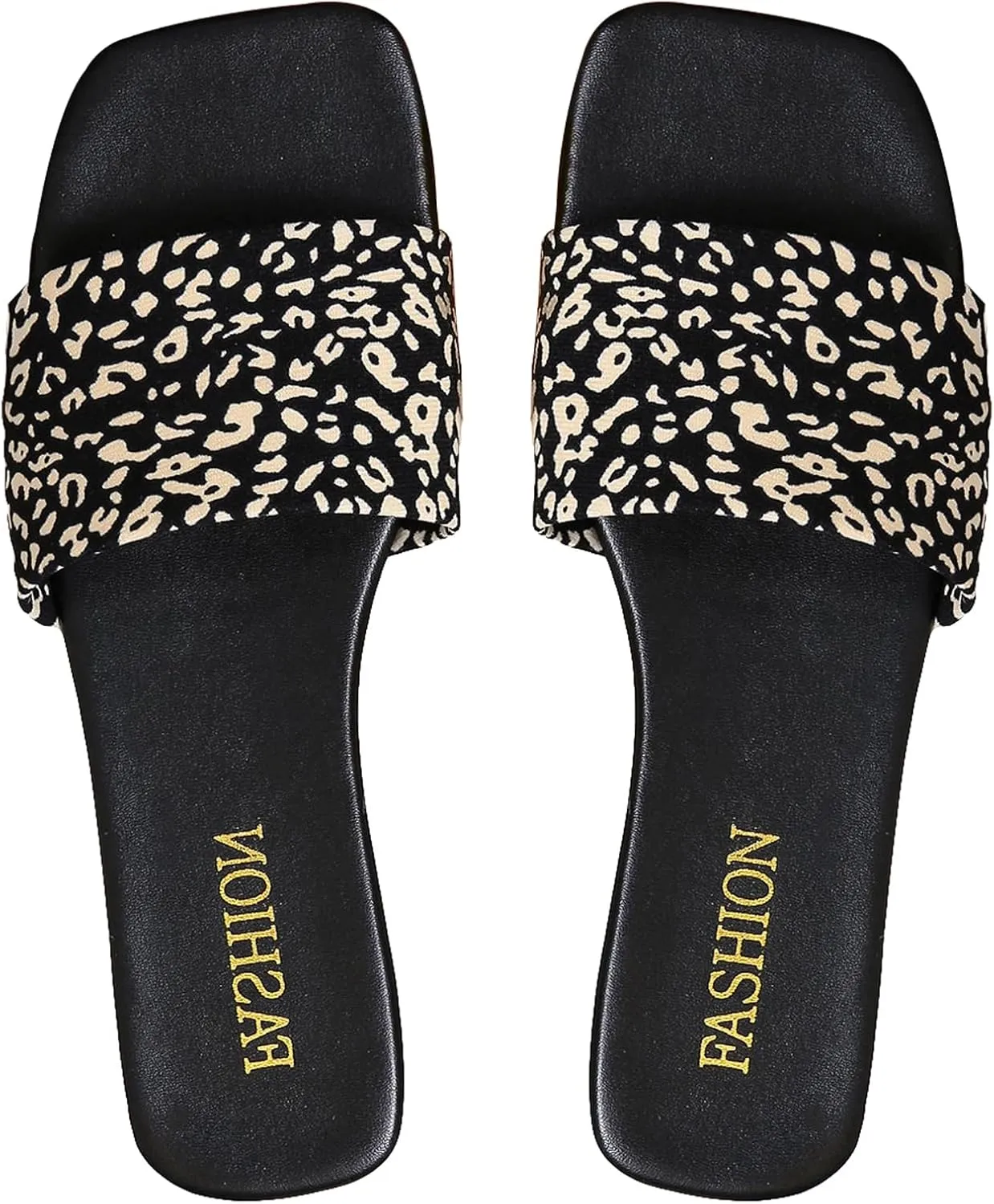 GORGLITTER Women's Leopard Print Flat Sandals Cheetah Open Toe Summer Vacation Slide Sandal