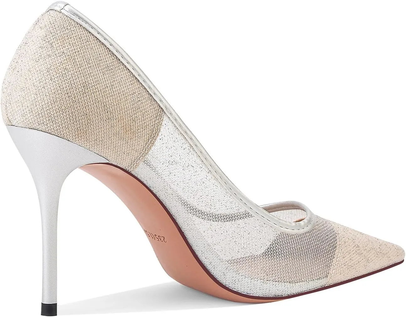 GOSERCE Rhinestone Heels Dressy Women's Stiletto Pointed Toe Pumps Mesh High Heel Pumps Fashion Prom Wedding Evening Party Shoes