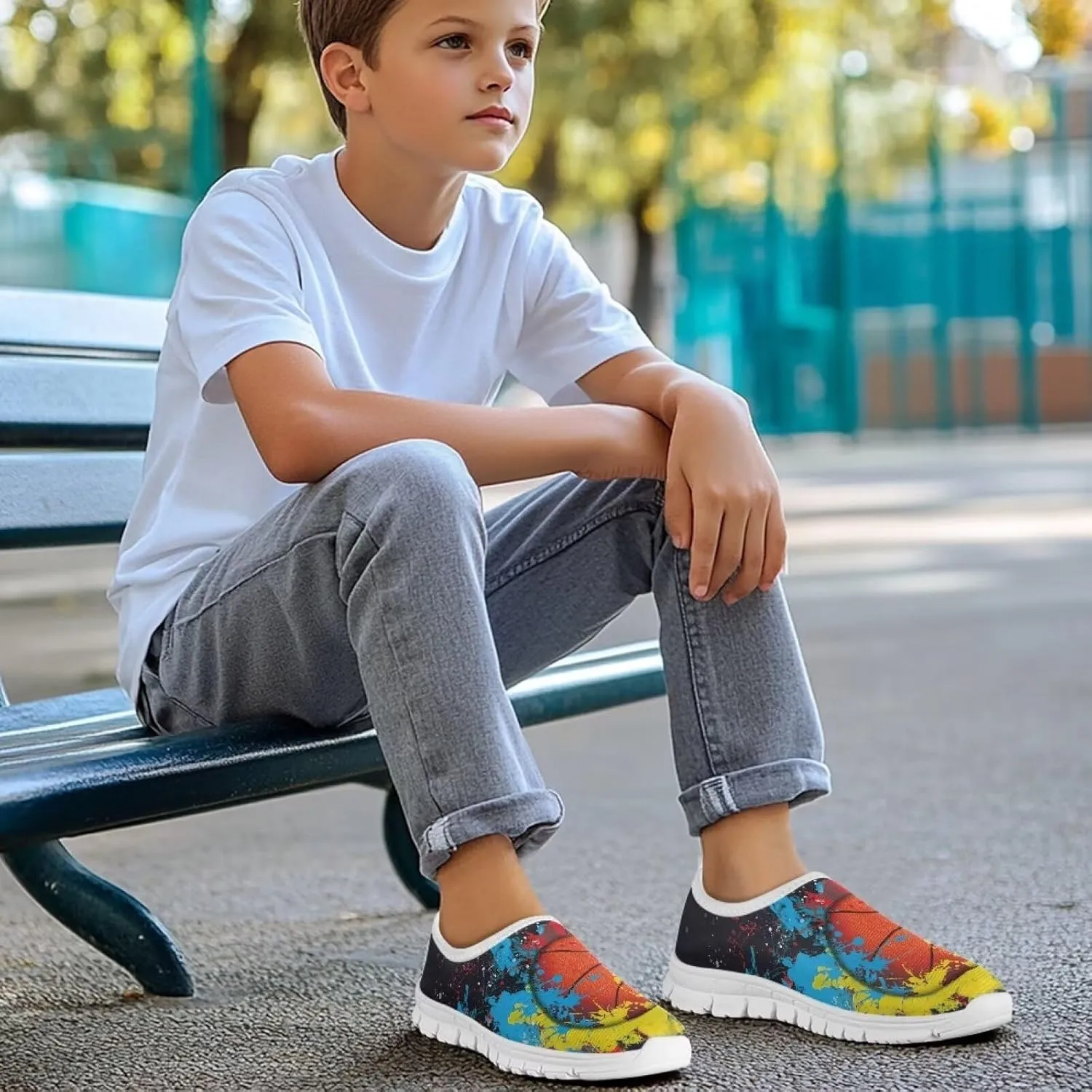 GOSTONG Kids Boys Slip On Sneakers Soft Loafers Low Top Non Slip Casual Walking Shoe Ooutdoor Flat Sports Shoes White Sole Size 11-15