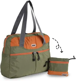 GOX Large Foldable Travel Duffel Bag Packable Tote Bag Carry on Luggage Weekender Overnight Bag Lightweight (Green&Orange)