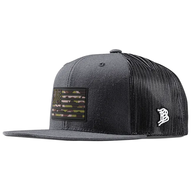 Green Camo Glory PVC Flat Trucker
