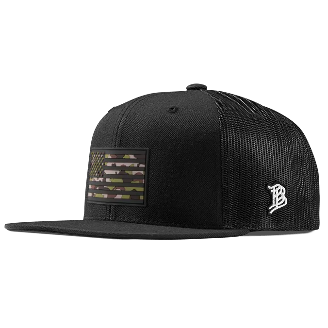 Green Camo Glory PVC Flat Trucker