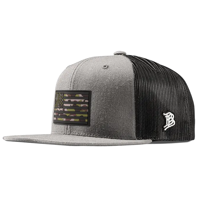 Green Camo Glory PVC Flat Trucker