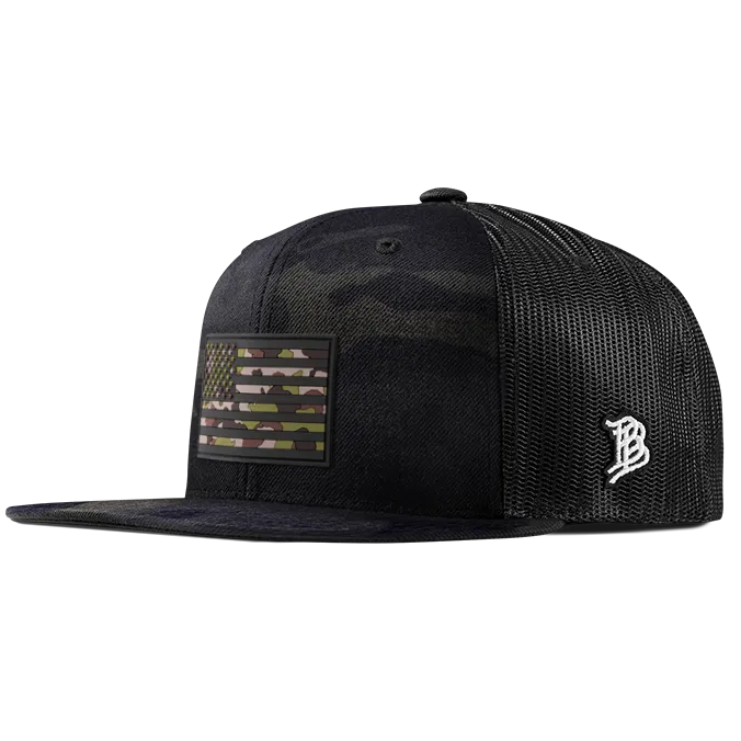 Green Camo Glory PVC Flat Trucker