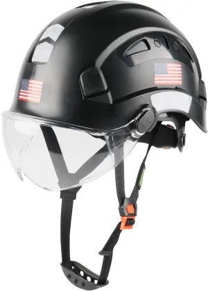 GREEN DEVIL Safety Helmet Hard Hat with Visor Chinstrap Adjustable Lightweight Vented ABS Work Helmet for Men and Women 6-Point Suspension ANSI Z89.1 Approved Ideal for Industrial & Construction