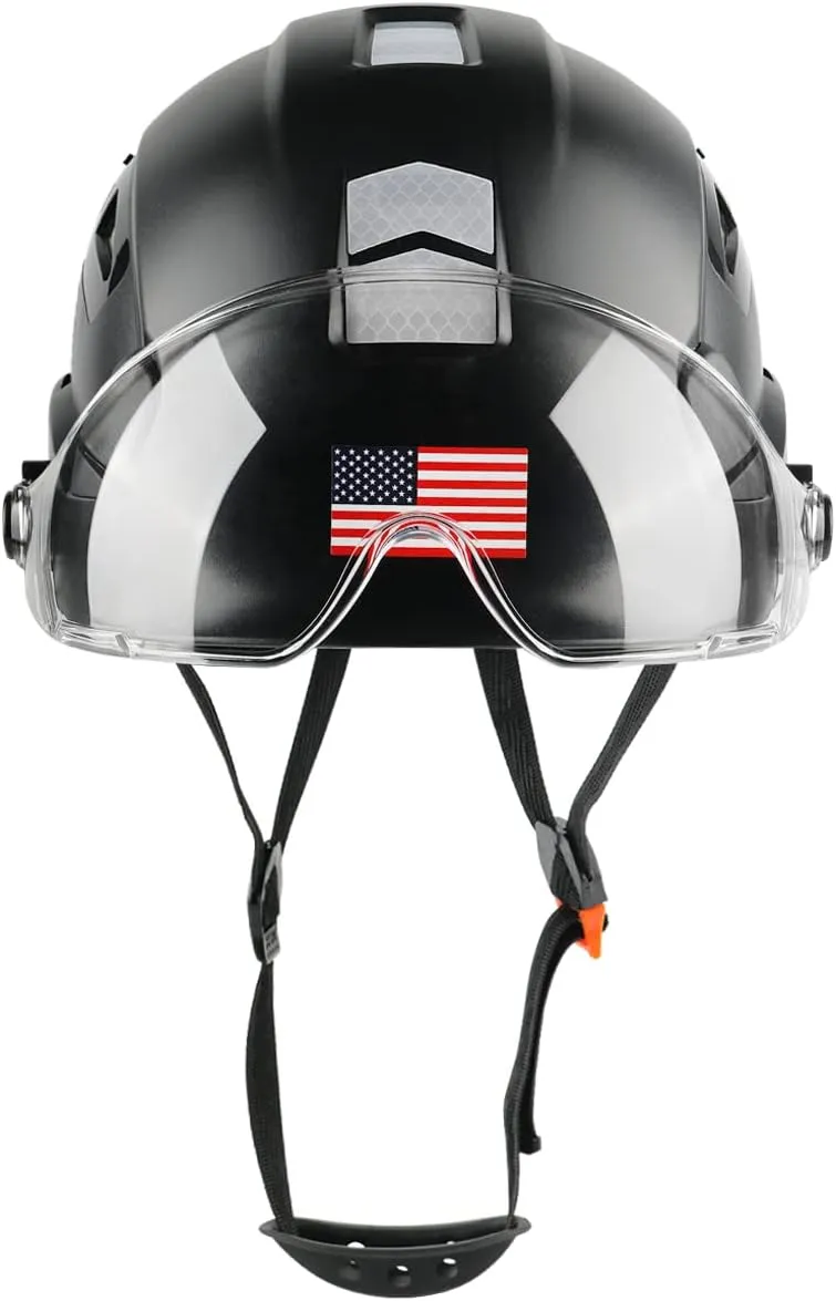 GREEN DEVIL Safety Helmet Hard Hat with Visor Chinstrap Adjustable Lightweight Vented ABS Work Helmet for Men and Women 6-Point Suspension ANSI Z89.1 Approved Ideal for Industrial & Construction