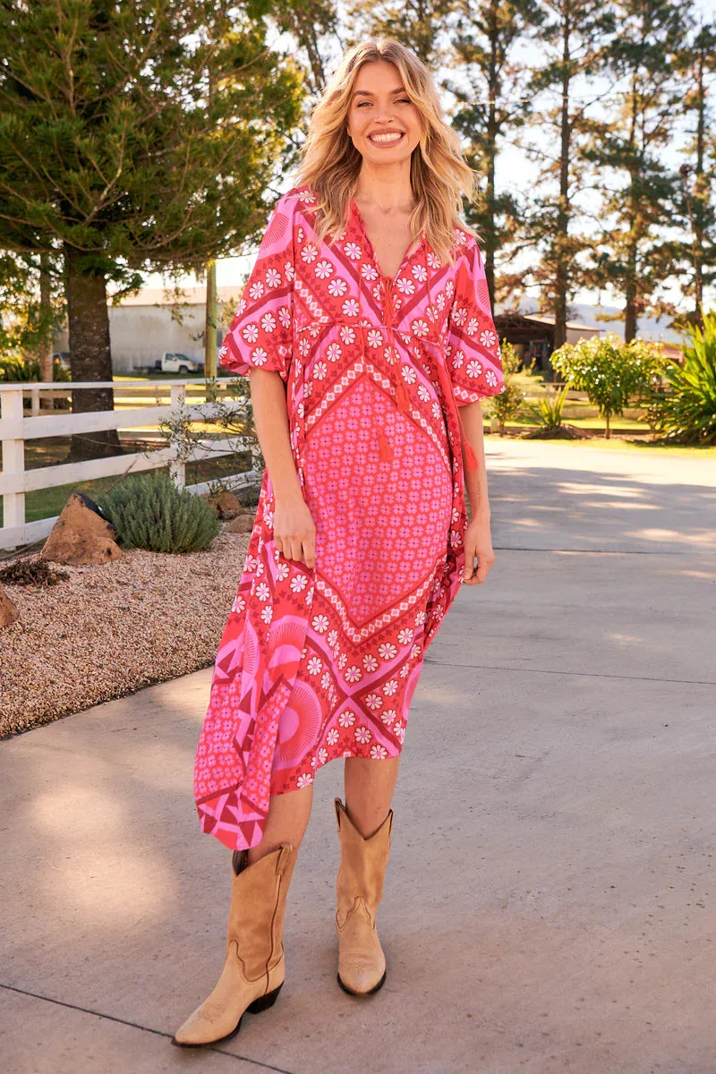 Gypsy Print Charm Midi Dress - Jaase