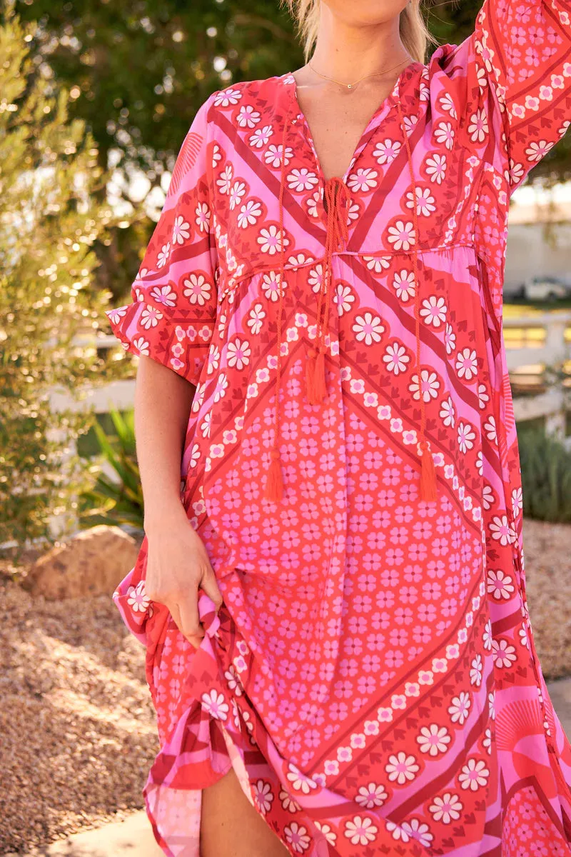 Gypsy Print Charm Midi Dress - Jaase