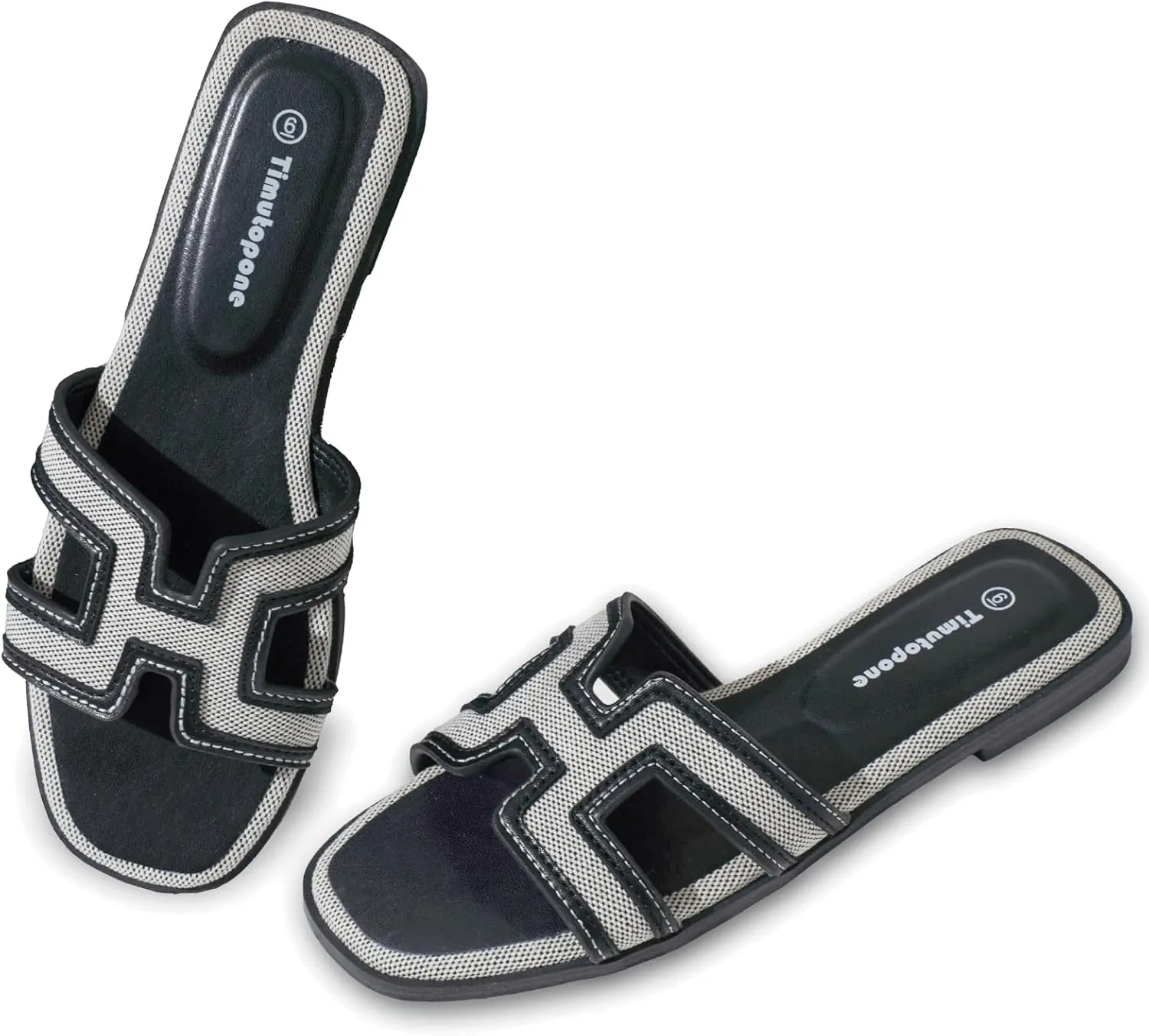 H Flat Sandals for Women Dressy Lightweight Comfortable Slide Sandal Fashion 2025 Summer Trendy Casual Slip-On Shoes
