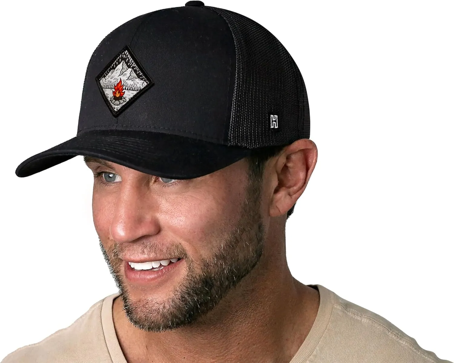 HAKA Camping Trucker Hat, Mountain Mesh Outdoor Hat for Men & Women, Adjustable Snapback Baseball Cap, Golf Hat