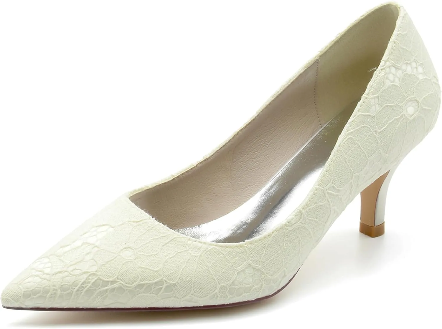 Hanfike Wedding Heels for Women Slip-on Lace Elegant Bridal Formal Party Evening Pumps JY050