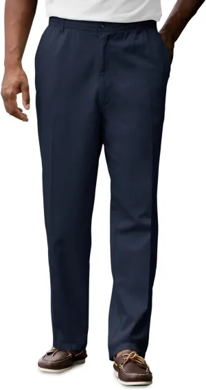 Harbor Bay by DXL Men's Big and Tall Waist-Relaxer Pleated Twill Pants | Flat Front Style, Elasticized Comfort Waistband