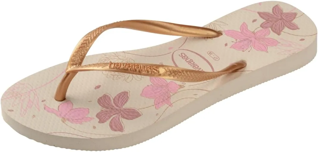 havaianas Women's Slim Organic Sandal Beige/Golden Flip-Flop