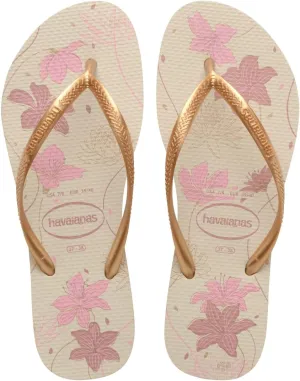 havaianas Women's Slim Organic Sandal Beige/Golden Flip-Flop