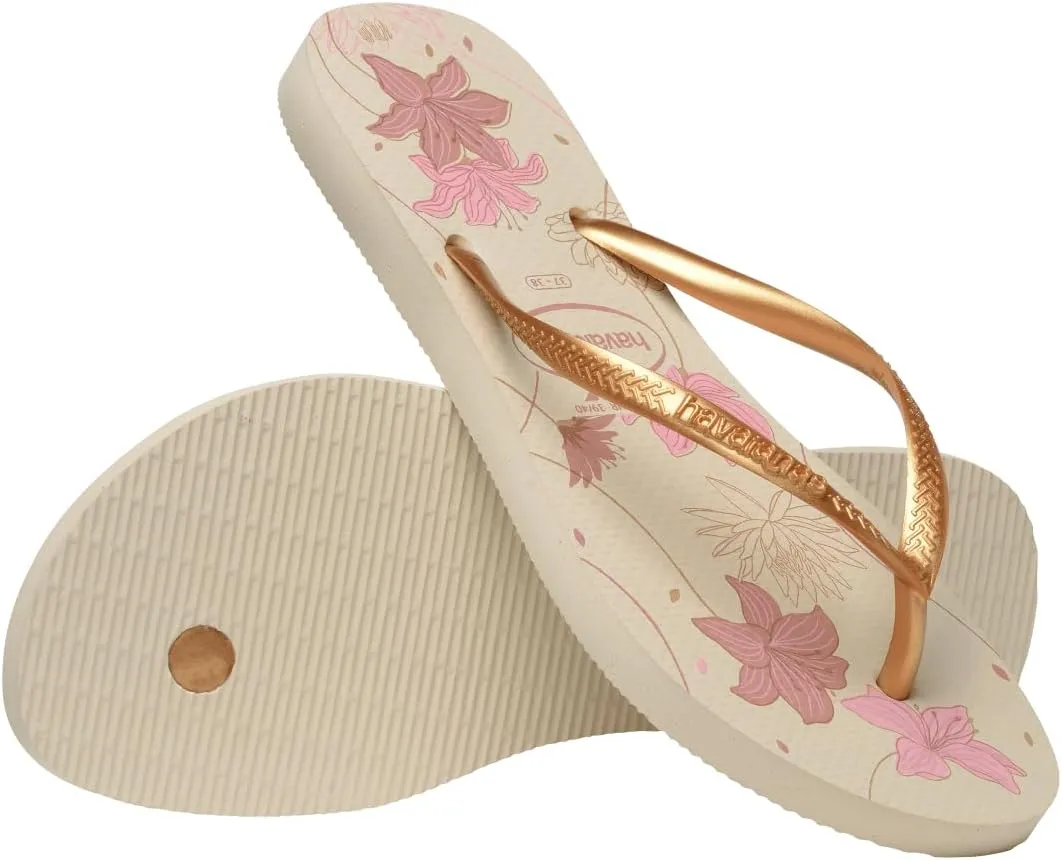 havaianas Women's Slim Organic Sandal Beige/Golden Flip-Flop