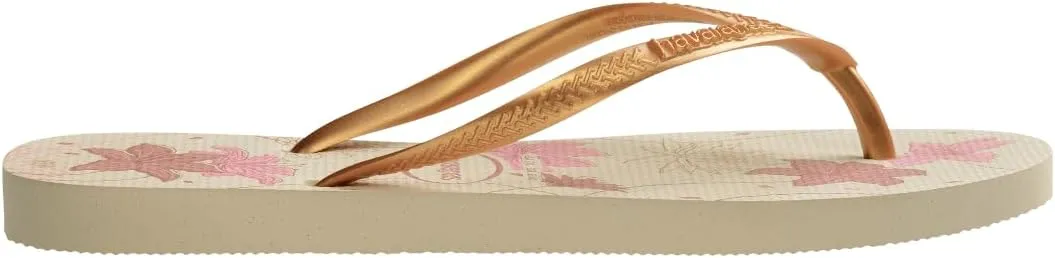 havaianas Women's Slim Organic Sandal Beige/Golden Flip-Flop