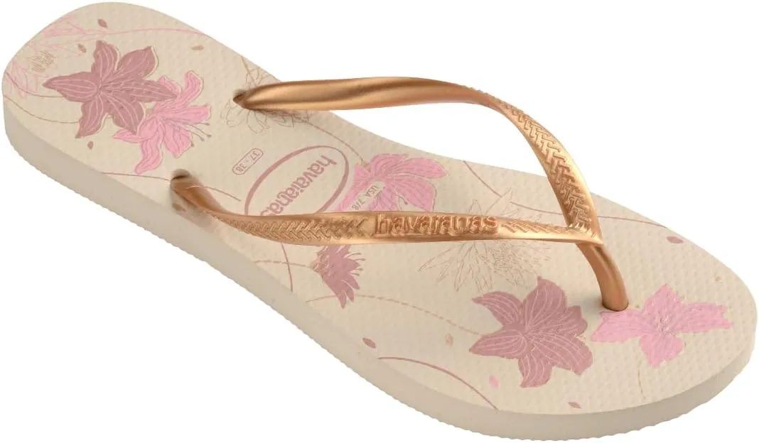 havaianas Women's Slim Organic Sandal Beige/Golden Flip-Flop