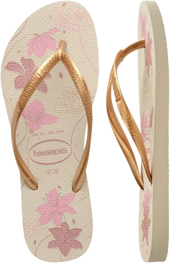 havaianas Women's Slim Organic Sandal Beige/Golden Flip-Flop