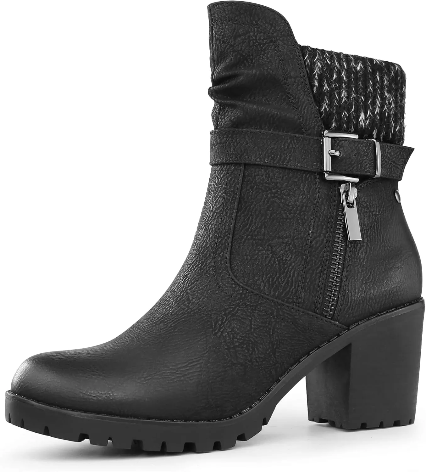 Hawkwell Women's Zipper Chunky Heel Ankle Booties