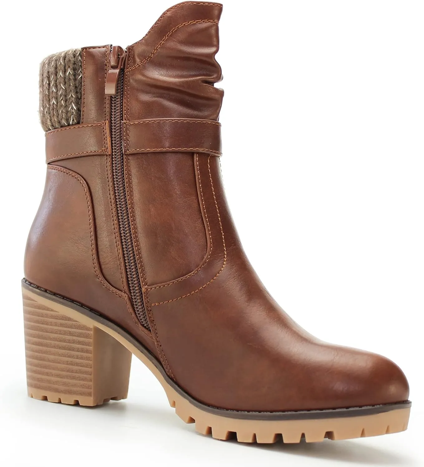 Hawkwell Women's Zipper Chunky Heel Ankle Booties