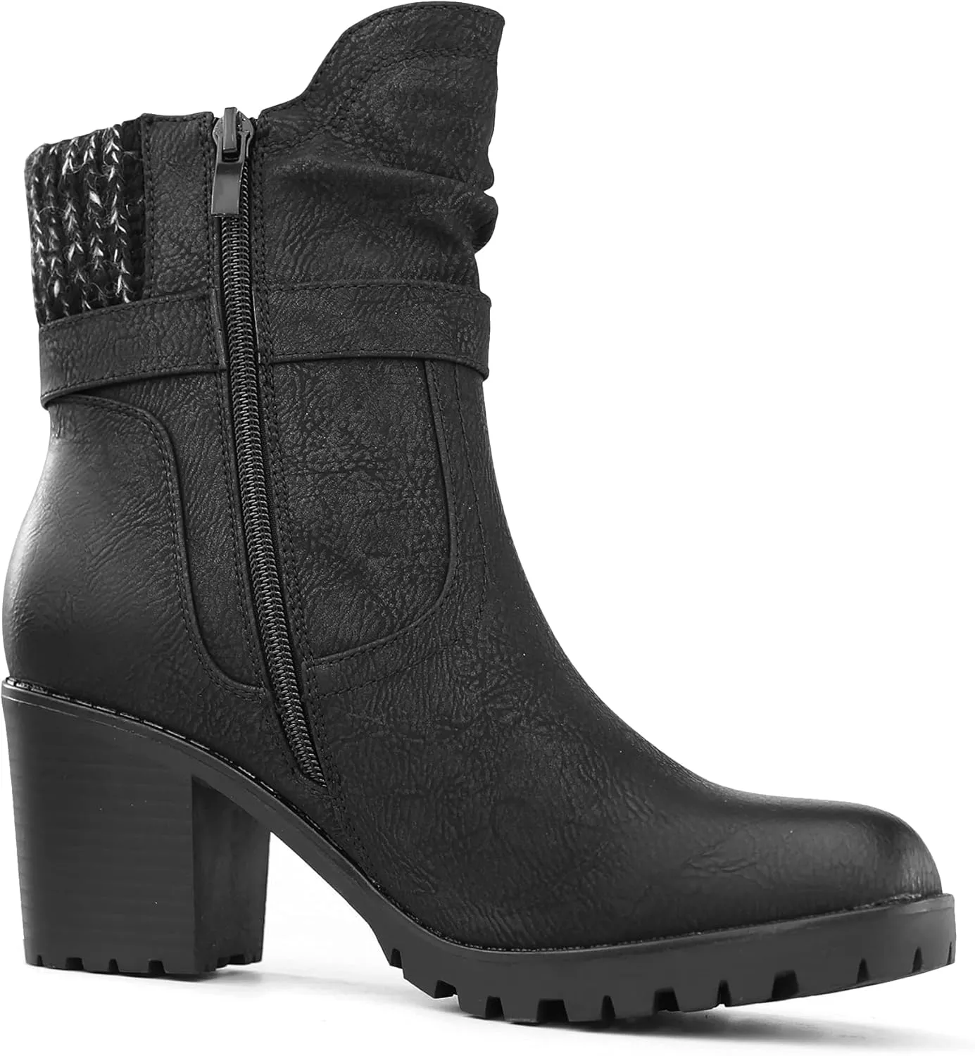 Hawkwell Women's Zipper Chunky Heel Ankle Booties