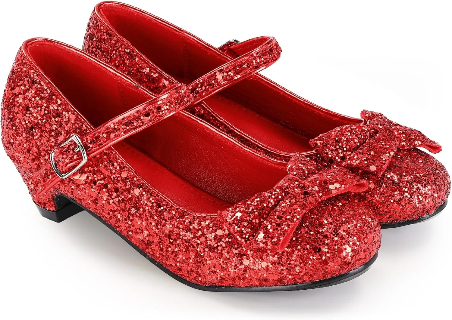 Haysandy Girls Glitter Dress Shoes Low Heel Princess Flats for Kids Toddler Flower Wedding Party Shoes with 2 Pairs Socks