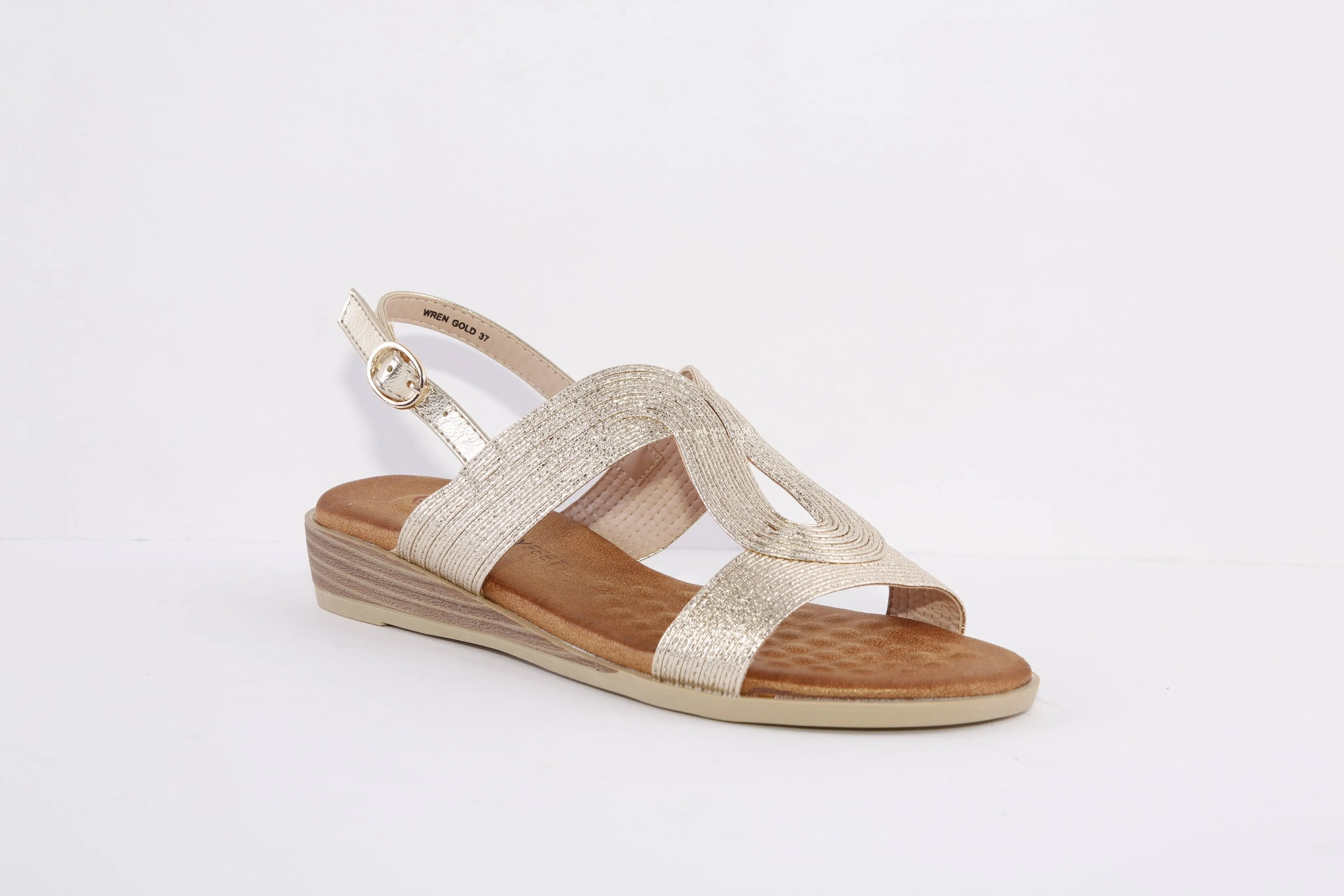 HEAVENLY FEET- WREN FLAT FASHION SANDAL - GOLD