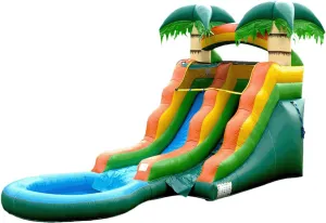 HeroKiddo Summer Breeze Commercial Grade Lightweight Premium Water Slide with Detachable Pool for Kids 5-12 and Adults (with Blower), Wet Dry, Rental Quality Blow Up Inflatable, Outdoor Indoor